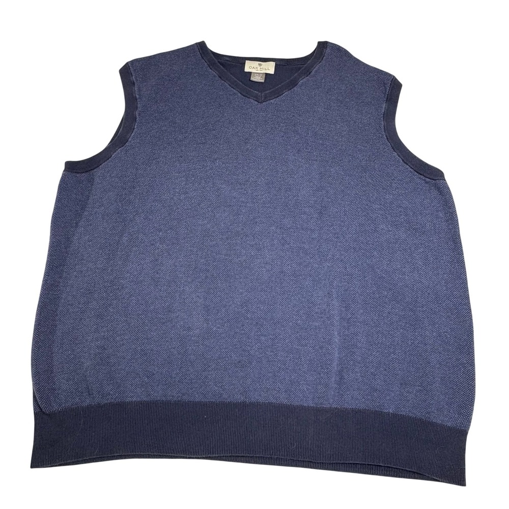 Oak Hill Men's 2XLT Blue V-Neck Knit Sweater Vest Casual Comfort
